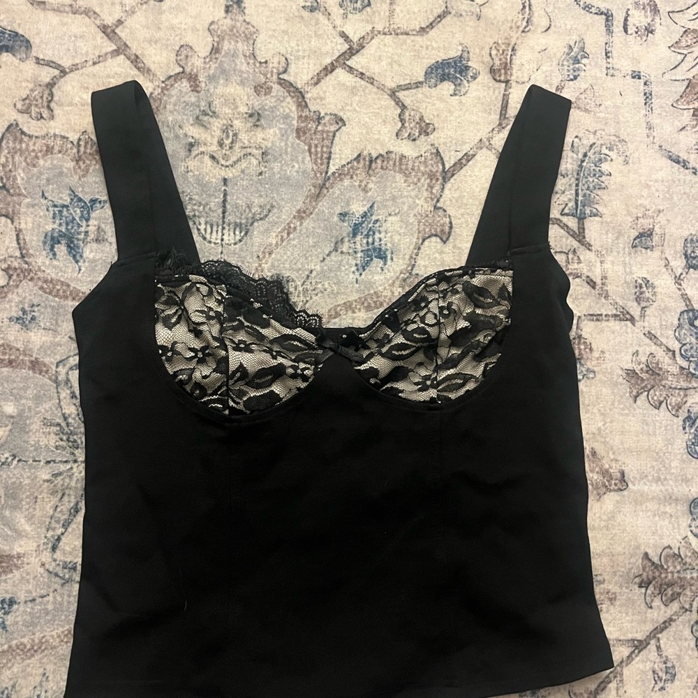 Forever 21 Black Lace-Detailed Tank Top